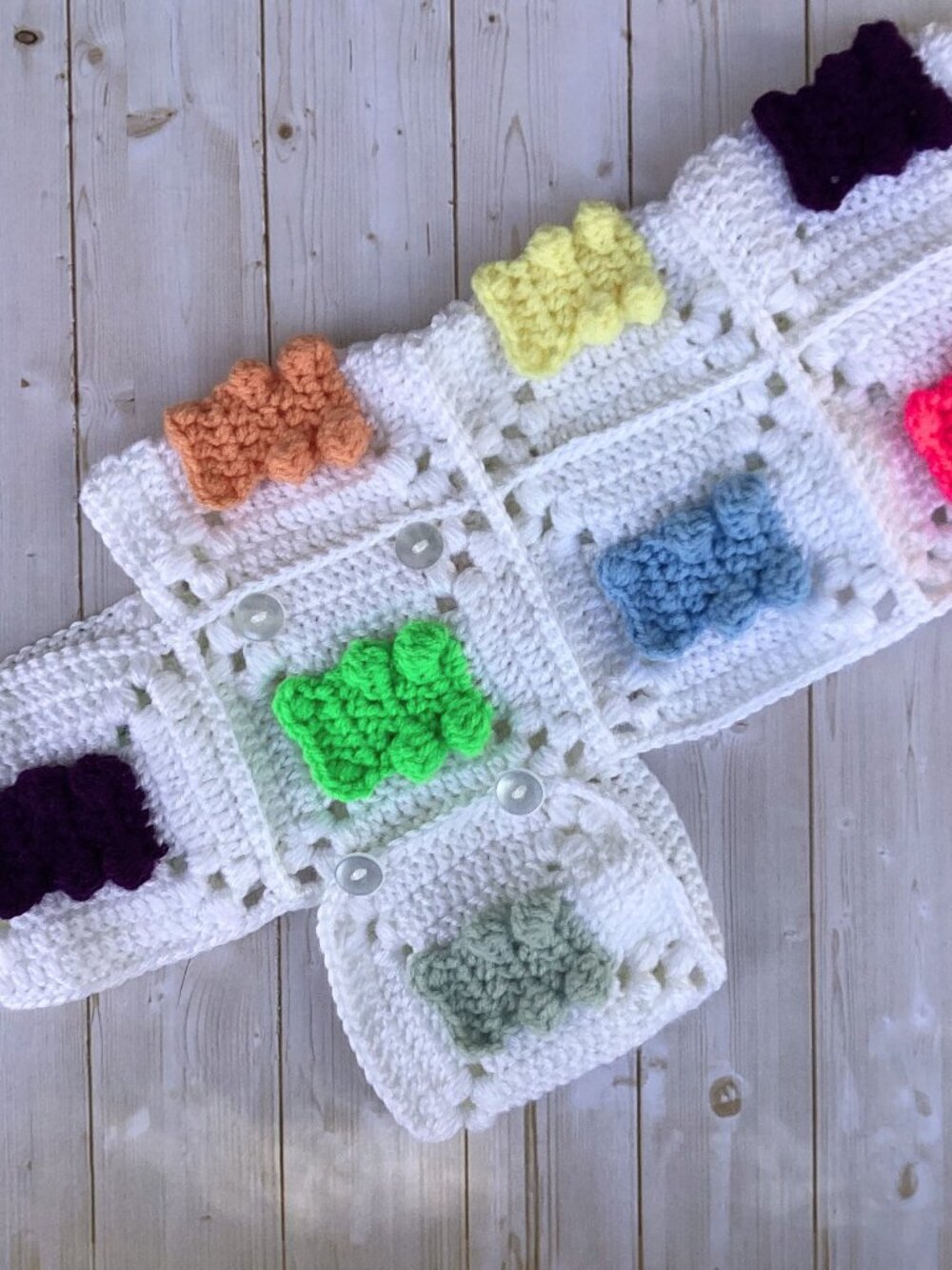 Handmade Crocheted Dog Coat with Gummy Bears (Size Small/Medium)